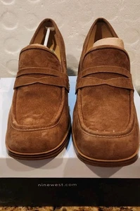 Nine West Avalia Women's Shoe Suede Brown, Size 12, Block Heel Loafer NIB - Picture 1 of 6