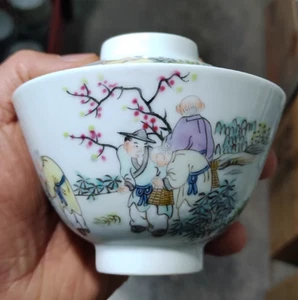 Nice Collectable Art Hand Painting Famille Rose Porcelain Figure Cup - Picture 1 of 5