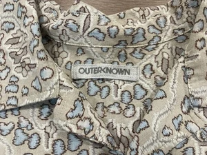 OUTERKNOWN Shirt Men’s Large Animal Print Summer Organic Cotton Button Up S/S - Picture 1 of 8