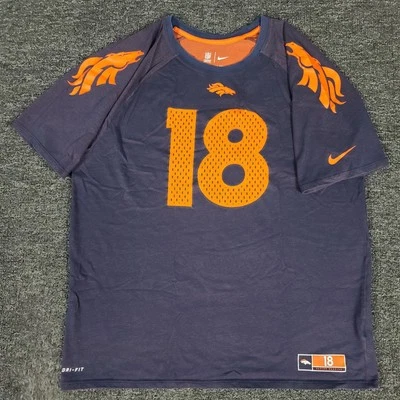 Camisa Nike Peyton Manning Para Hombres XL Azul Denver Broncos #18 Corte Atlético Dri Fit Foto 1 de 4