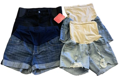 Lote de (4) Pantalones Cortos Denim Maternidad XS/4/6/M Jessica Simpson, Old Navy, Oh Baby Foto 1 de 4