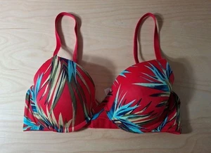 Victoria's Secret PINK Wear Everywhere T Shirt Lightly Lined Bra Red Floral 36C - Picture 1 of 9