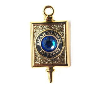 PMAH Alumni 50 Years Pin Gold Tone Blue Gemstone Commemorative Anniversary Award - Picture 1 of 3