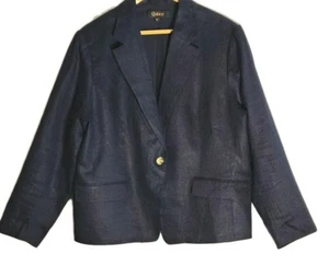 Giacca blazer uomo Quince XL 100% lino europeo blu scuro profondo un bottone - Foto 1 di 13