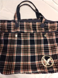 Bolso de Viaje American Eagle AEO Azul Cuadros Cierre Mag Boho College School - Imagen 1 de 4