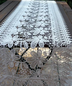 Tischläufer 40x160cm eckig Spitze Macramee Champagner-Uni Zeitlos Elegant 1807 - Bild 1 von 6