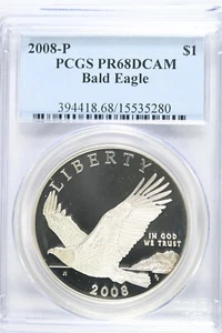 2008 P Bald Eagle Commemorative Silver Dollar Coin PR68DCAM PCGS - Picture 1 of 2