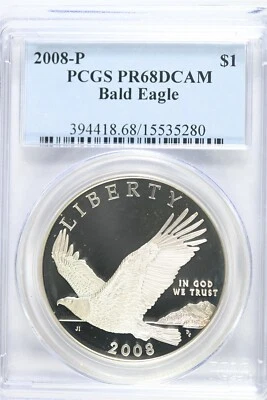 2008 P Bald Eagle Commemorative Silver Dollar Coin PR68DCAM PCGS - Image 1 of 2