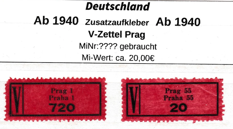 sehr alte V-Zettel Wertbriefaufkleber Prag - Bild 1 von 1