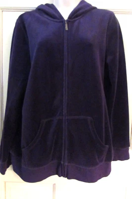 Soft and Beautiful Women's Purple Hooded Zippered Hoodie, PL, Cotton/Polyester - Image 1 of 3