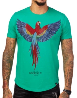 Camiseta Avenue George V Paris Royal Bird estrás para hombre camiseta ajustada verde 2XL Foto 1 de 3
