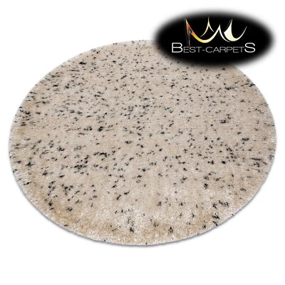 Amazing Modern Rug shaggy "FLUFFY" 5cm circle PEPPER cream / grey High Quality - Image 1 of 4
