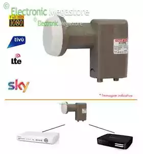 LNB UNIVERSALE TWIN 2 USCITE INDIPENDENTI CON SCHERMATURA LTE PER PARABOLA SAT - Foto 1 di 1