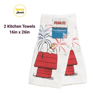 Peanuts Snoopy Americana Woodstock Patriotic Set of 2 Kitchen Towels - Picture 1 of 3