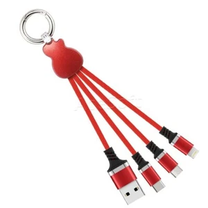 Long Lasting 3in1 Micro Type-C 8Pin Key Ring Cable F Apple Samsung LG Cellphone - Picture 1 of 1