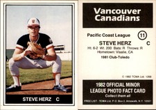 Steve Herz 1982 TCMA Vancouver Canadians #11 Card *AutographDen*
