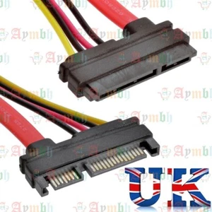 22 Pin 7 + 15 Male to Female Serial ATA SATA Data Power Combo Extension Cable UK - Picture 1 of 9