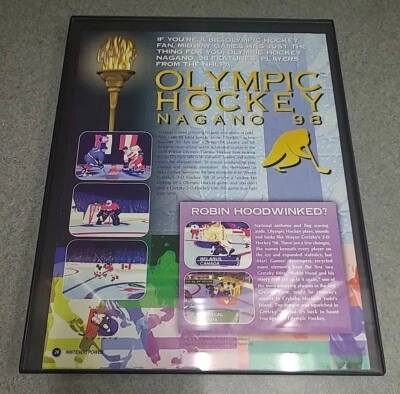 Olympic Hockey Nagano 98 Nintendo 1998 Print Ad Framed 8.5x11  - Image 1 of 3
