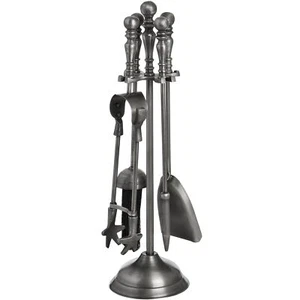 Traditional Companion Set In Antique Pewter Silver Nickel Fireside Accessories - Picture 1 of 2