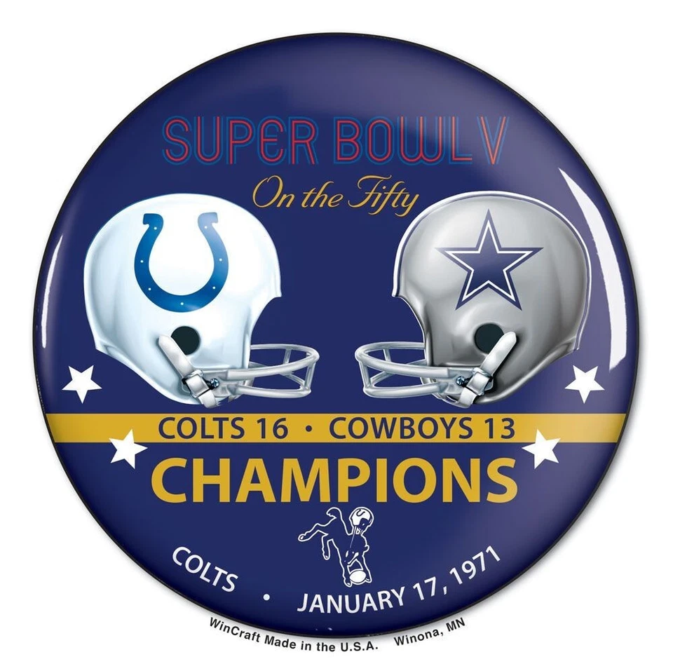 BALTIMORE COLTS - DALLAS COWBOYS ~ 1971 Super Bowl 3 Inch Button ~ New! - Image 1 of 1