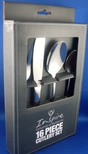New INSPIRE (16Pc) Modern Stainless Steel CUTLERY SET Boxed KITCHEN MEALS - Aus - Imagen 1 de 12