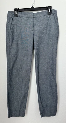 J. Pantalón de vestir para mujer Crew tiro medio pierna recta gris pantalón lino talla 4 Foto 1 de 4