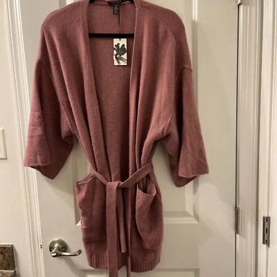 Halogen Wool & Cashmere Long Duster Cardigan Dusty Rose Compact Womens One Size - Image 1 of 3