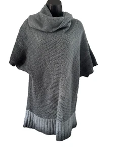 Fenn Wright Manson Womans Cowl Neck Blue Short Sleeve Chunky Knit Sweater Large - Picture 1 of 9