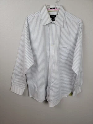 Camisa Harold Powell Para Hombre 15.5 34/35 Nanotex Abotonada Azul Rayas Manga Larga  Foto 1 de 4