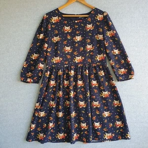 Princess Highway Dress Sz 14 Navy Cat Floral Long Sleeve Mini Casual Teacher - Picture 1 of 11