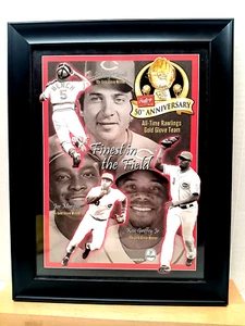 RAWLINGS 50TH ANNIVERSARY GOLD GLOVE WINNERS Johnny Bench-Morgan-Griffey Jr - Picture 1 of 5