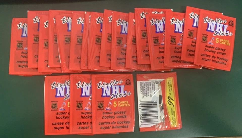 1988-89 OPC O-Pee-Chee Mini paquete de cera sin abrir, 5 tarjetas, posible Brett Hull RC Foto 1 de 1