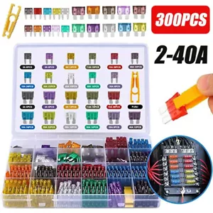 300 Pezzi Fusibili Auto in Set 2A-40A Assortimento Fusibili Piatti Auto 11+19 mm - Foto 1 di 10