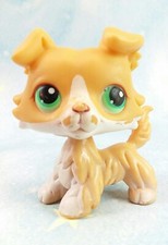 Authentic 2005 Littlest Pet Shop LPS Toy Yellow Collie Dog Puppy #272 Green Eyes