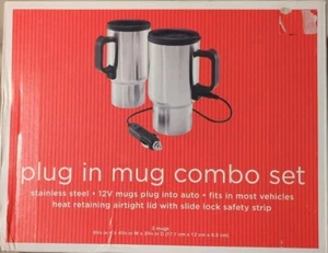 Plug In Mug Combo Set Of 2 Stainless Steel **Worn box But NEW** free shpg - Picture 1 of 7