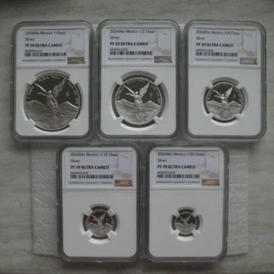 Mexico 2024 Libertad Silver Proof Coin 1 1/2 1/4 1/10 1/20OZ ALL 5Coins NGC PF70 - Picture 1 of 12
