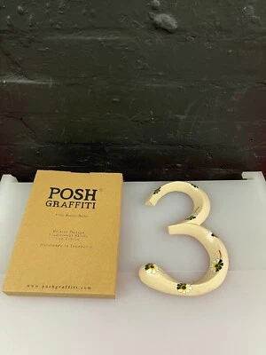 POSH GRAFFITI Decorative Floral Wooden Number 3 Measures 9 Inch - Image 1 of 4