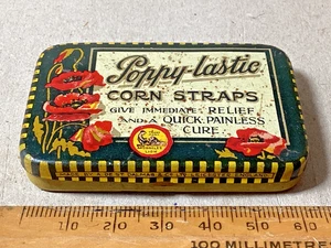 RARE VINTAGE “ POPPY-LASTIC” CORN STRAPS ADVERTISING TIN. - Picture 1 of 9