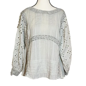 POL Langarm Spitze Ösen Bluse Top Seafoam Damen Größe Small Bohemian Boho - Bild 1 von 8