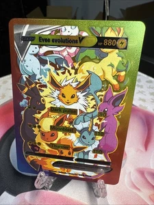 Pokémon Eevee Evolutions V Rainbow Foil Fan Art Karte Dark Pulse💥💥💥💥💥 - Bild 1 von 2