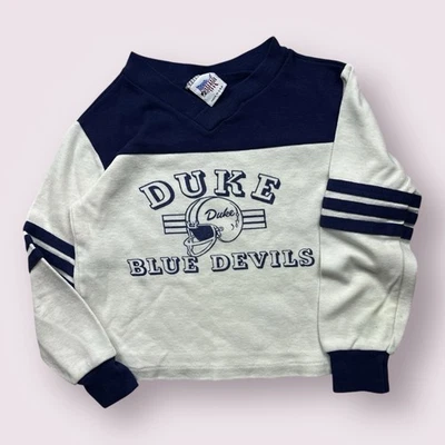 Vintage Youth Duke Blue Devils Football Long Sleeve Shirt 90s Jersey College M - Image 1 of 4