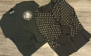 LIVING DEAD PSYCOBILLY +/ SPOTTED M+S SPOTTY CARDIGANS ! BOTH SIZE 12 APPROX , - Picture 1 of 6