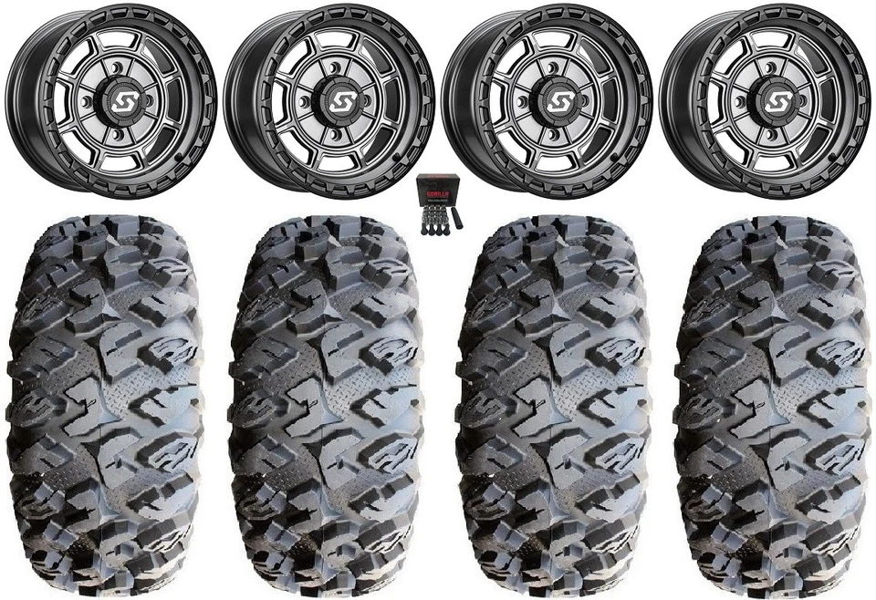 Sedona Rift 14" Wheels Grey 32" MotoClaw Tires Kawasaki Mule Pro FXT KRX / - Image 1 of 4