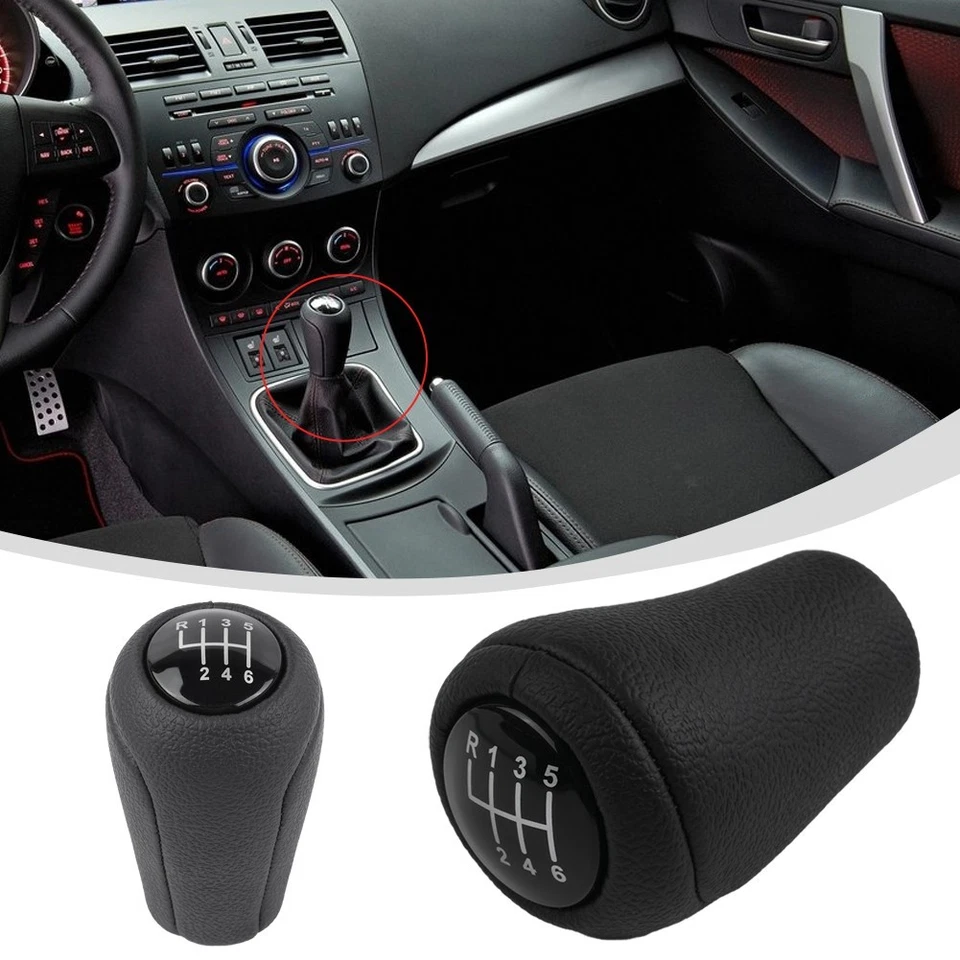 For MAZDA MX5 III 2005 2014 Car Gear Shift Knob Black PU Leather + ABS Plastic - Imagen 1 de 4