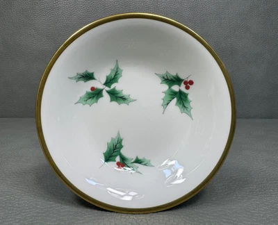 Juego de 4 fruteros Mikasa Bone China cinta navideña acebo Foto 1 de 4