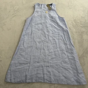 Neu mit Etikett J. Crew Maxine Kleid mit Knopfleiste Leinen Etuikleid Mini französisch blau A-Linie PXS - Bild 1 von 9