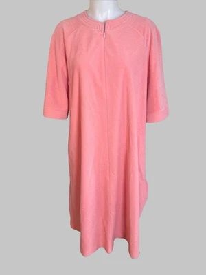 Vanity Fair Vintage 70s Medium Housecoat Zip Nightgown Robe Dress Peach Dacron - Image 1 of 4