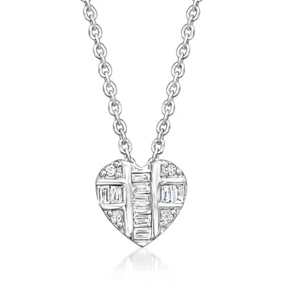 0,10 карата t.w. Ожерелье с кластером в виде сердца с бриллиантами чистое серебро. 16 дюймов - Изображение 1 из 4
