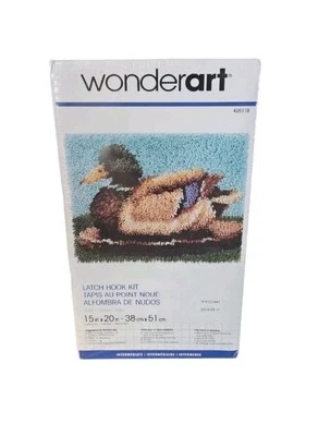 Caron Latch Hook Kit Mallard Duck  Wonderart 426119 Large 20" Rug Wall Hanging - Image 1 of 4