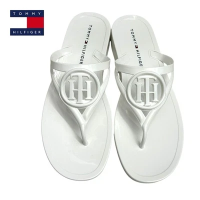 Sandálias Tommy Hilfiger Wedge logotipo casual - TWVILLYA - Branco 140 (feminino 8) - Imagem 1 de 4